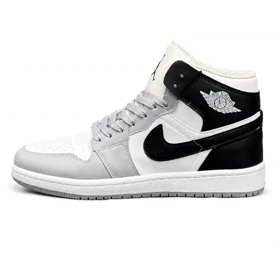 کفش کتانی مردانه مدل جردن ساق مشکی طوسی Jordan 1