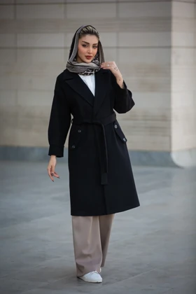 پالتو بلند جیب دکمه دار