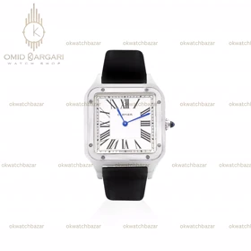 ساعت مچی کارتیه دومونت بند چرمی مشکی صفحه سفید Cartier