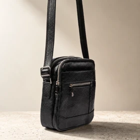 کیف دوشی چرم طبیعی (طرح فلوتر - رنگ مشکی)