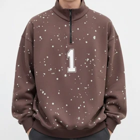 دورس نیم زیپ مردانه، قهوه ای پارچه سه نخ تو کرکی استایل خاص و گرم، زمستان 5003