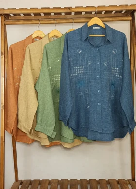 شومیز گلدوزی (سورمه ای)