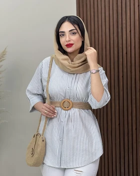 شومیز راه‌راه کمرکش