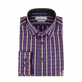 پیراهن مردانه رسمی چهارخونه زرشکی C70