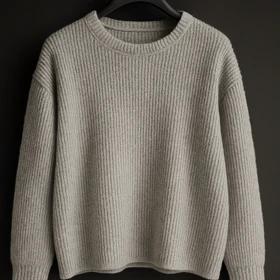 پلیور بافت طوسی روشن یقه گرد فری سایز اولد مانی ضخیم شیک و ترند اولد مانی 2025