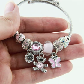 دستبند دخترانه پاندورا پروانه (نقره ای صورتی)