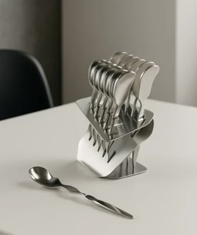 قاشق دسر خوری 12 عددی استند دار سیلور