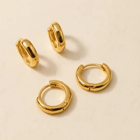 گوشواره حلقهای ژوپینگ طلایی براق