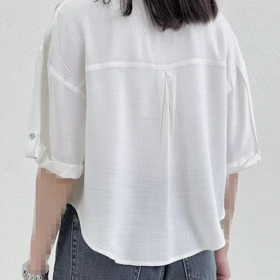 شومیز زنانه دو جیب لینن