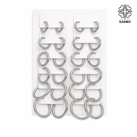 گوشواره استیل حلقه‌ای ساده نقره ای کد 507400008