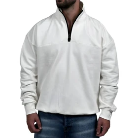دورس مردانه یقه نیم زیپ سفید طرح ساده