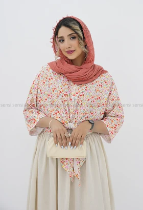 شومیزطرح دار جلو گره