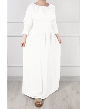 پیراهن ساحلی طرح خسته کمرکش نخ اورجینال 144 (سفید)