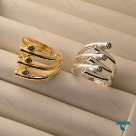 رینگ طلایی و نقره ایی نگین‌دار Ring-8682-L