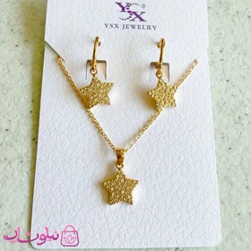 نیم ست زنانه ysx طرح ستاره توپر طلایی رنگ کد 6991