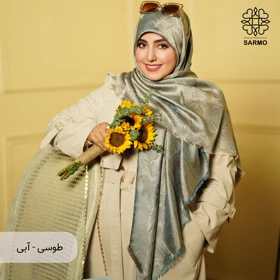 روسری ژاکارد رونا فلورال (طوسی - آبی)