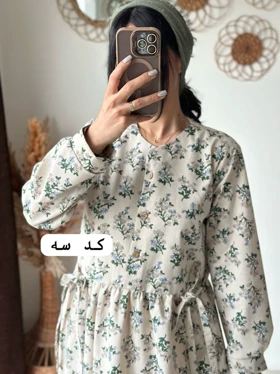 پیراهن نچرال گل‌گلی