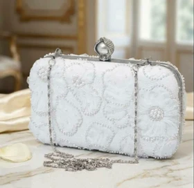 کیف عروس مدل نازلی نقره ای کد 18916