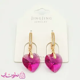 گوشواره دخترانه ژوپینگ سواروسکی با قلب بنفش