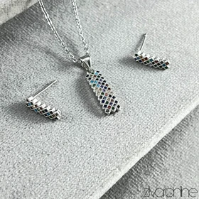 نیم ست مستطیلی نگین رنگی 10194