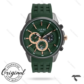 ساعت مردانه لاکسمی 8805-4 فول دیت بند رابر سبز Laxmi-9609-G