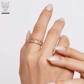 انگشتر دو لاین لاکچری نگین‌دار ژوپینگ