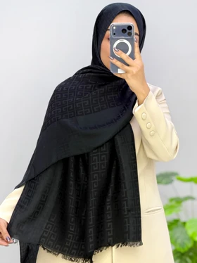 شال مشکی ژاکارد آرن کد 12077