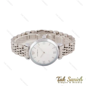 ساعت امپریو آرمانی زنانه نقره ای صفحه سفید ایندکس نگین Armani-5590-L