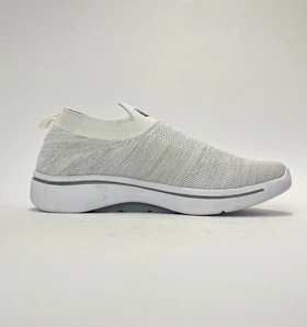 کفش راحتی اسکچرز جورابی بدون بند طوسی روشن