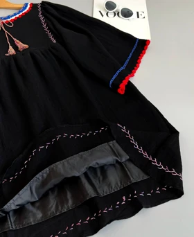 پیراهن مانتویی کنف نخ منگوله‌دار کد 2770