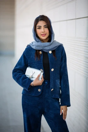 جکت زنانه دکمه نما آستردار