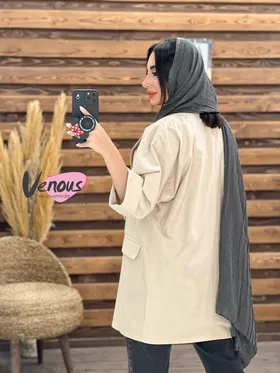 مانتو کتی چهاردکمه یقه پهن