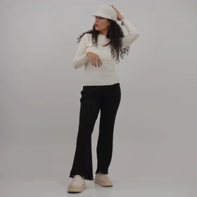 شلوار بافت پایین ریش (مشکی)