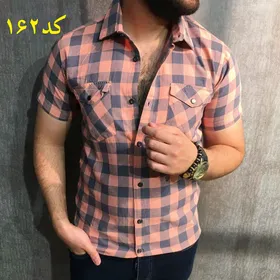 پیراهن چهارخانه نخی رنگ کالباسی