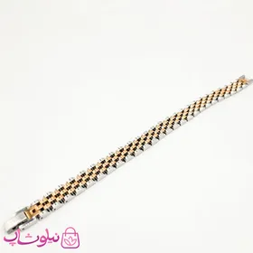 دستبند استیل طرح رولکس دو رنگ رزگلد نقره ای