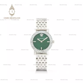 ساعت مچی ورساچه دورحکاکی بند سیلور صفحه سبز Versace