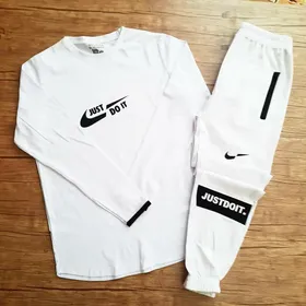 ست تیشرت آستین بلند و شلوار مردانه سفید JUSTDOIT