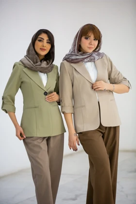 کت زنانه ژاکارد آستین دکمه