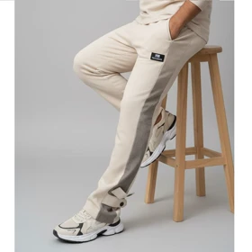 شلوار بنگال مردانه نوار پهن پایین دکمه مدل Mehrad-کرم