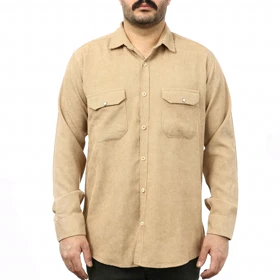 پیراهن آستین بلند مخمل کبریتی مردانه مدل 620998