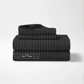 سرویس روتختی کاوری طرح بیسیک راه راه هتلی طوسی تیره کد 101400