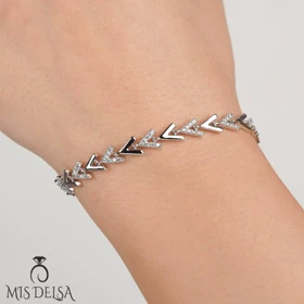 دستبند دخترانه ژوپینگ طرح کاج و نگین (سفید)