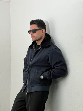 کاپشن مردانه فوتر یقه خز mc