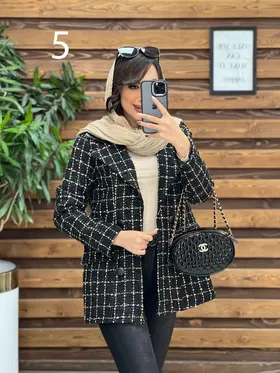 کت طرح دار یقه چرم