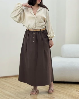 دامن کتان دوجیب