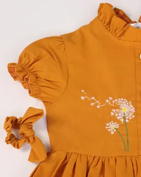 سارافون کتان گلدوزی دخترانه 0333
