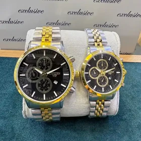 ساعت سیتیزن VIP ست زنانه و مردانه مدل C-3475 طلایی صفحه مشکی