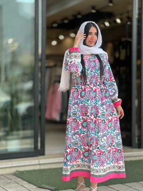 پیراهن بلند طرح دار کد 859