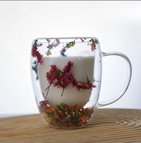 لیوان دوجداره گل‌دار-001