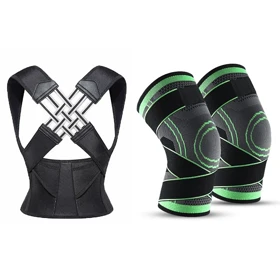 پکیج سلامتی قوزبند طبی ضربدری + زانوبند مدل بنددار k-sport ( دو عددی)